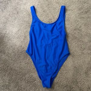 Blue Low Back One Piece Swimsuit